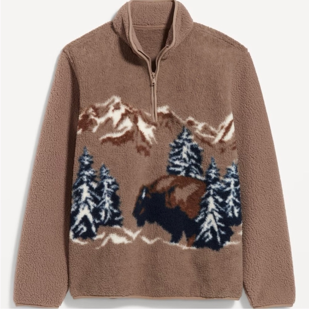 OLD NAVY NWT Men’s Bison Sherpa Quarter Zip